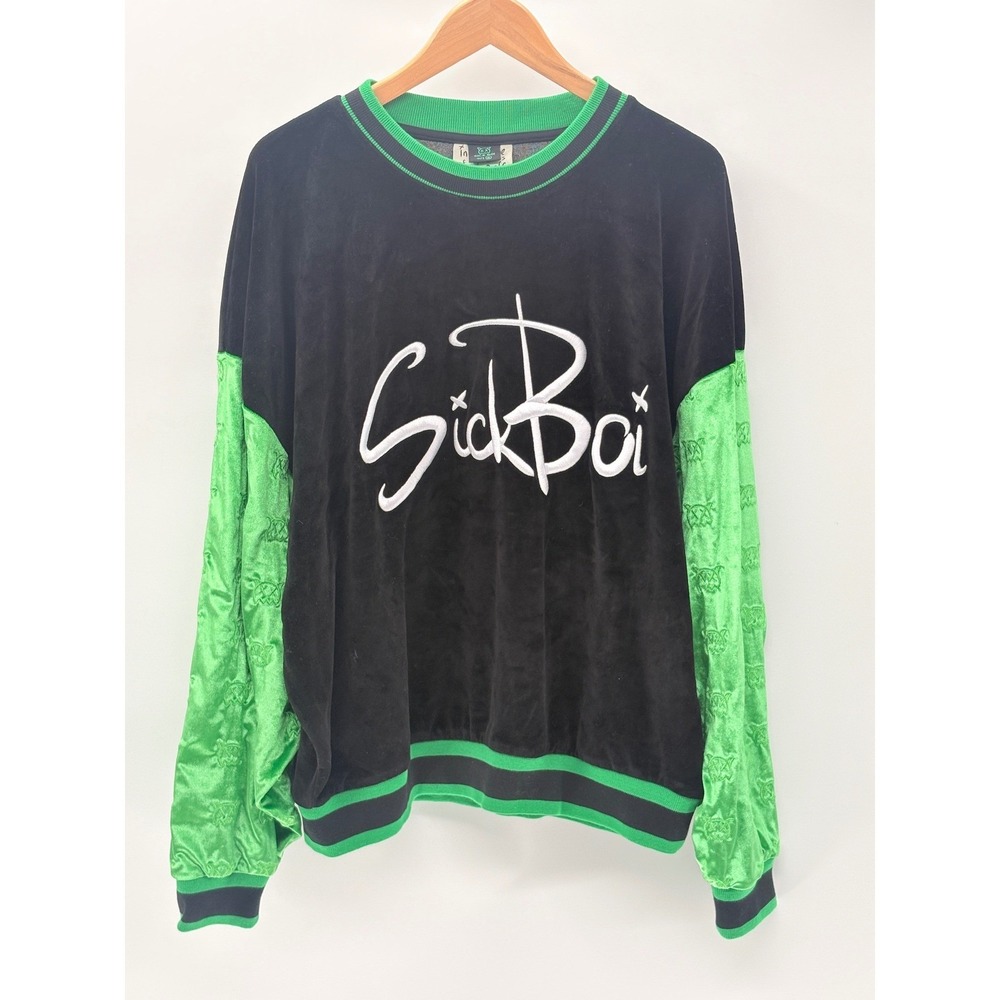 Sick Boi Sweatshirt Black Green Velvet Men Women Size XL Streetwear